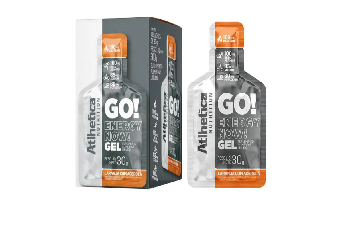 GO! ENERGY NOW GEL CONTEM 10 SACHES - ATLHETICA NUTRITION Laranja COM Acerola