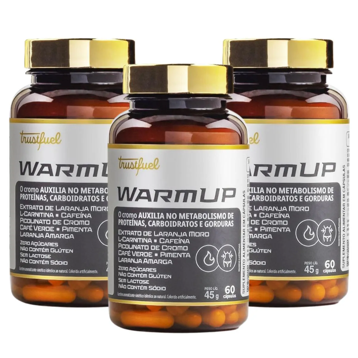 3X TERMOGêNICO WARM UP TRUST FUEL 60 CAPSULAS SEM Sabor