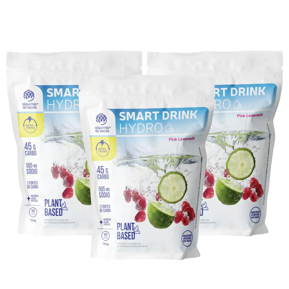 3X SMART DRINK HYDRO PINK LEMONADE ALQUIMIA DA SAúDE 750G