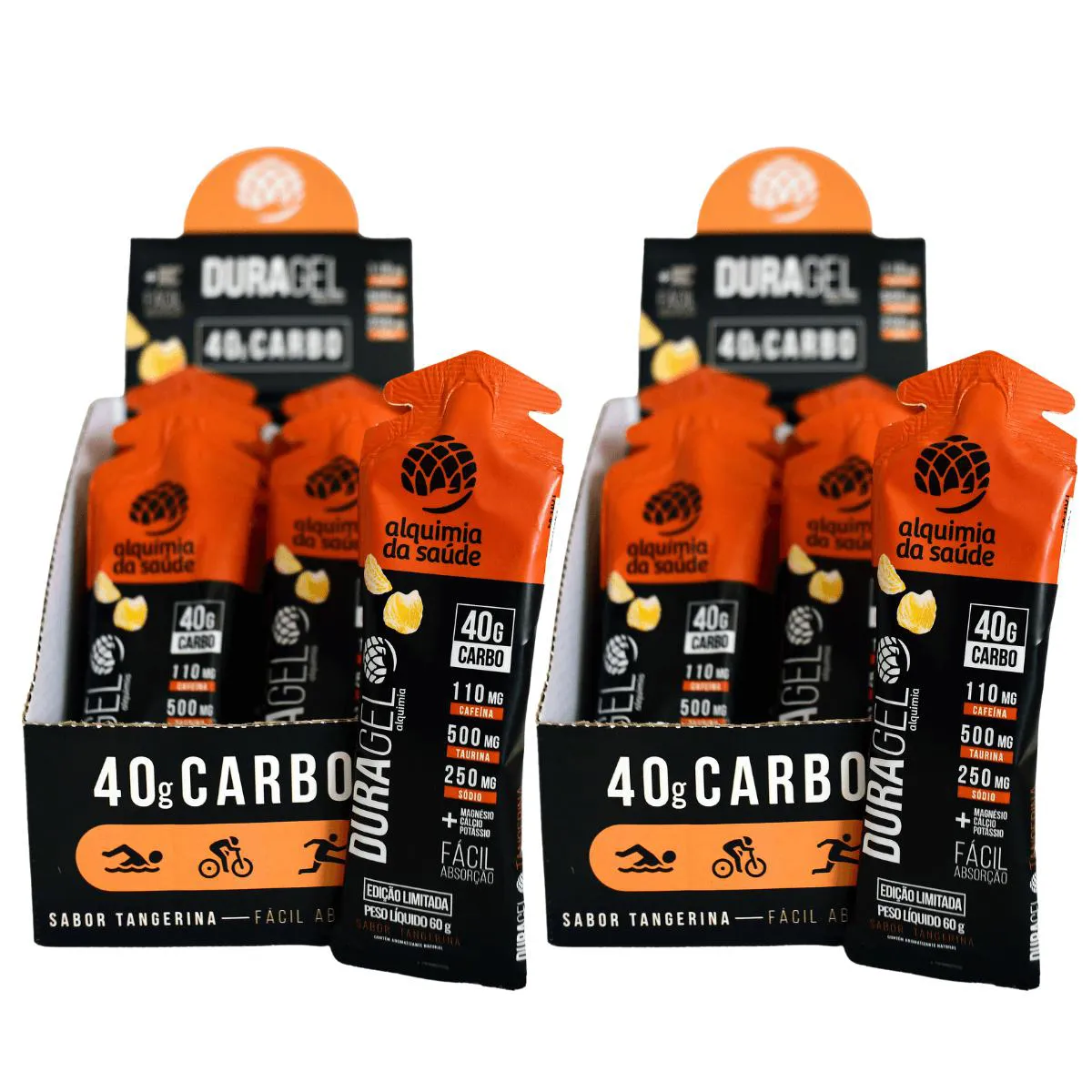 2X DURAGEL BOX 40G CARBO ALQUIMIA DA SAúDE TANGERINA 15 UNIDADES 60G