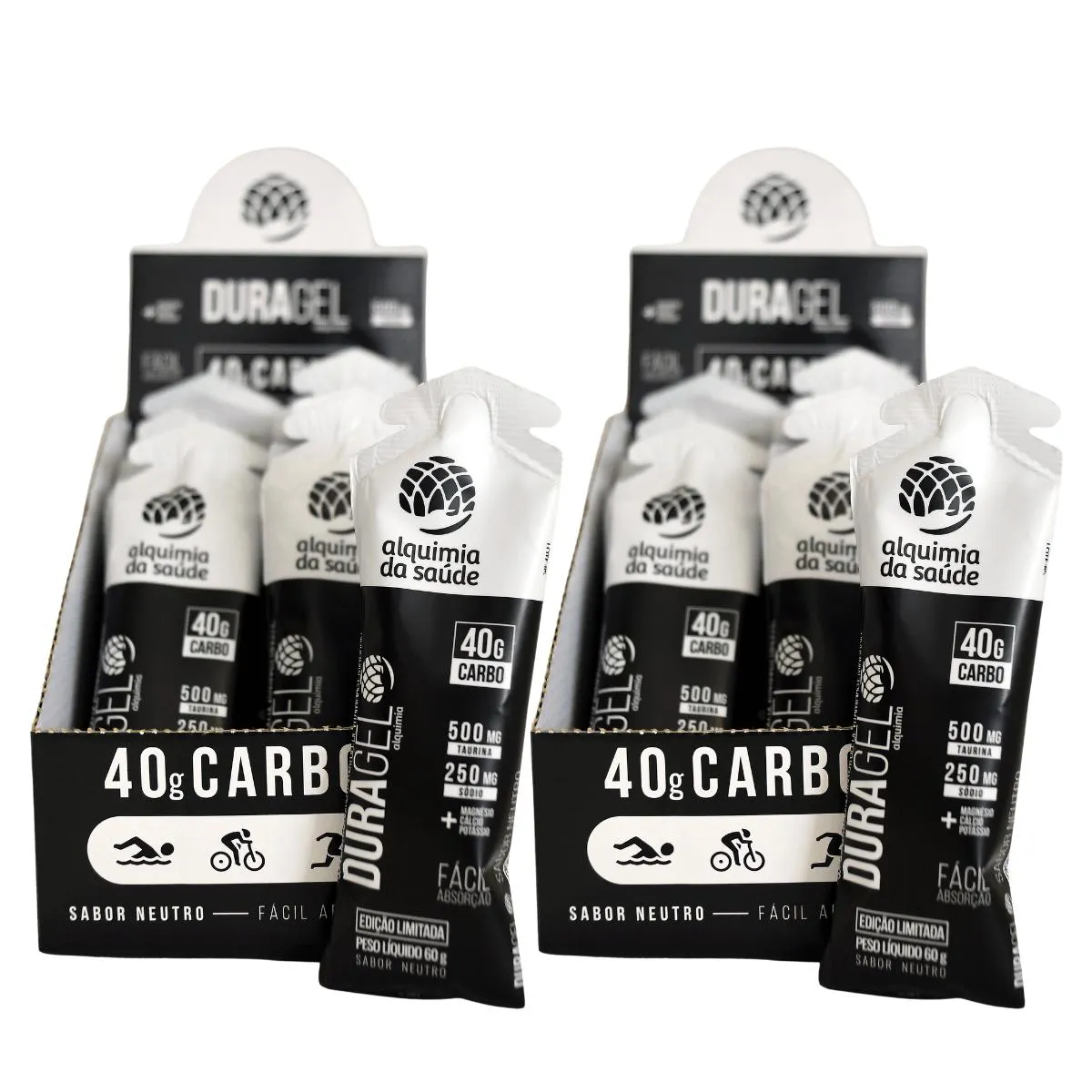 2X DURAGEL BOX 40G CARBO ALQUIMIA DA SAúDE NEUTRO 15 UNIDADES 60G