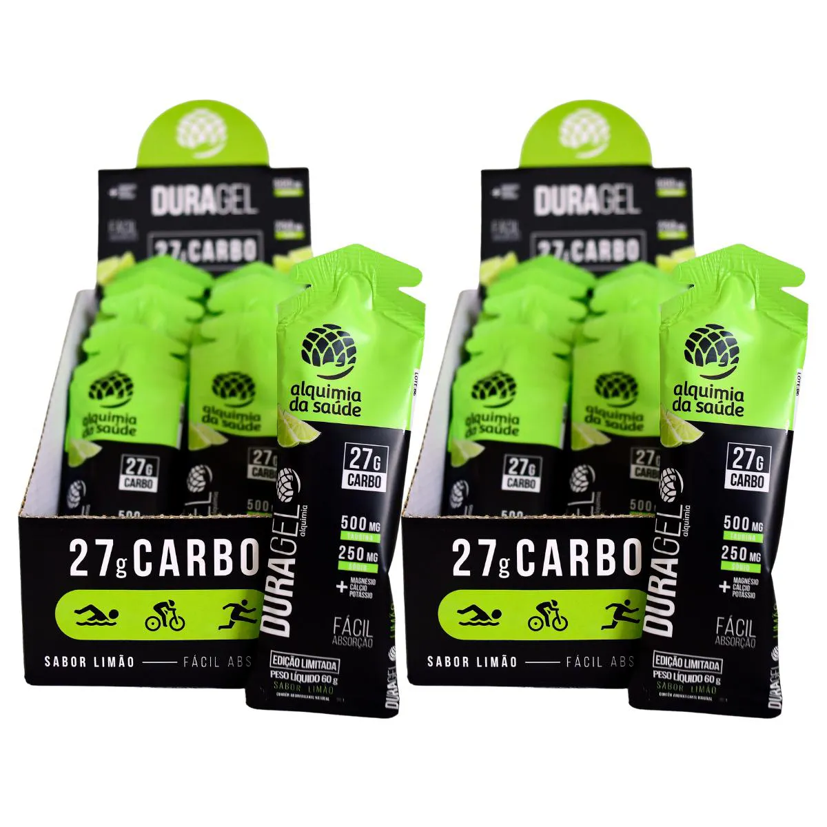 2X DURAGEL BOX 27G CARBO ALQUIMIA DA SAúDE LIMãO 15 UNIDADES 60G