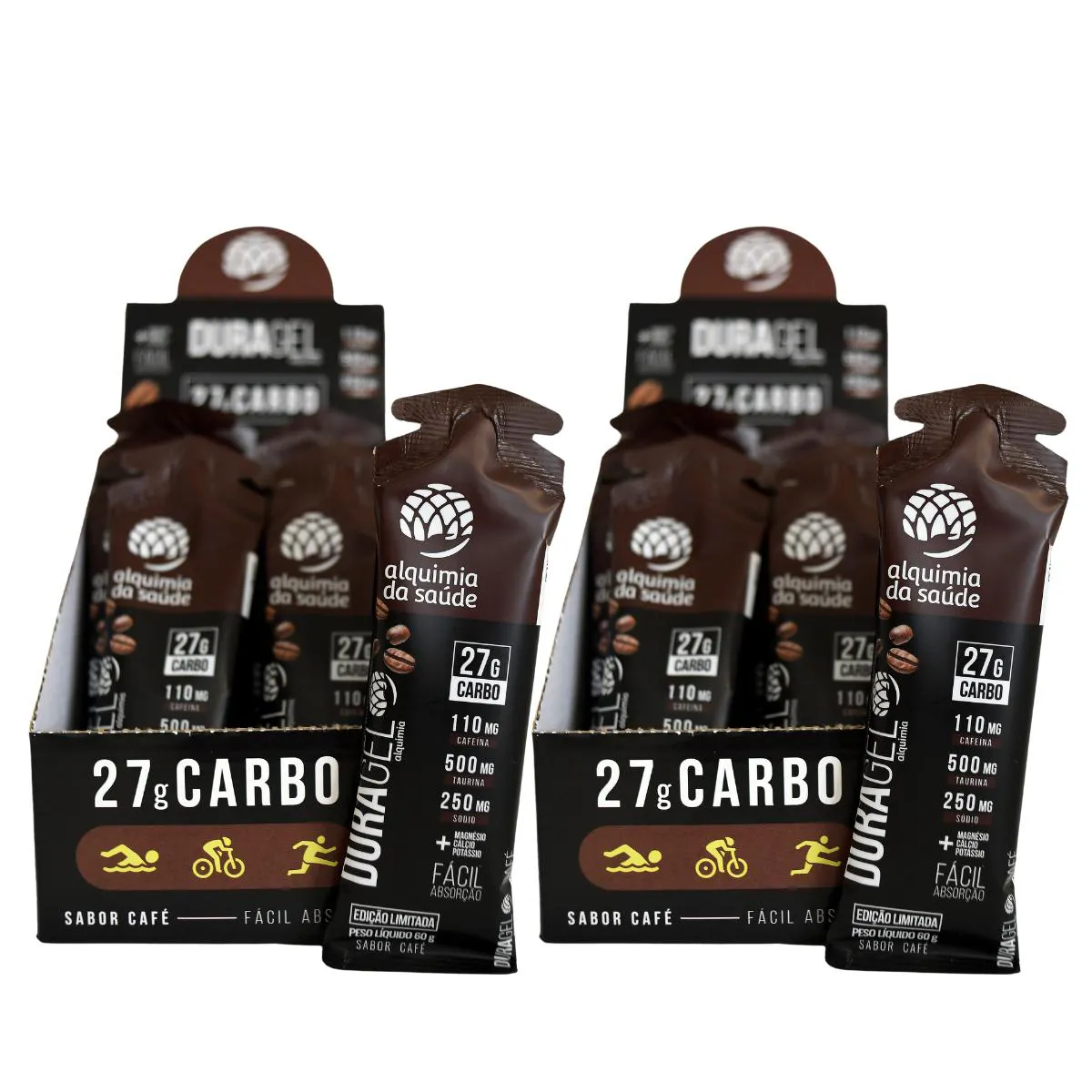2X DURAGEL BOX 27G CARBO ALQUIMIA DA SAúDE CAFé 15 UNIDADES 60G
