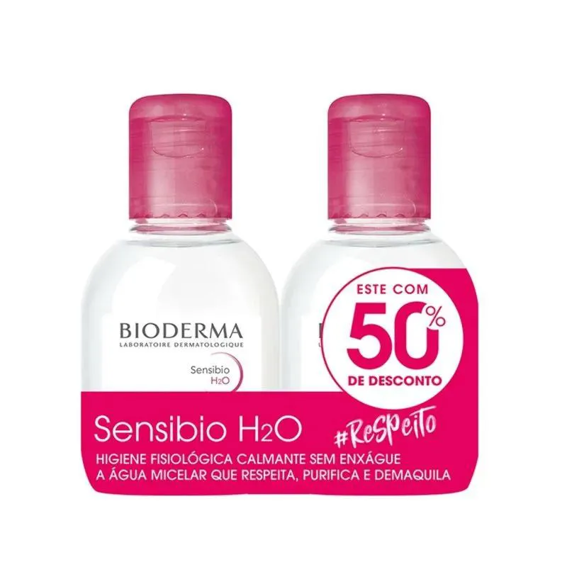 KIT ÁGUA MICELAR DEMAQUILANTE CALMANTE BIODERMA SENSIBIO H2O 100ML + 100ML
