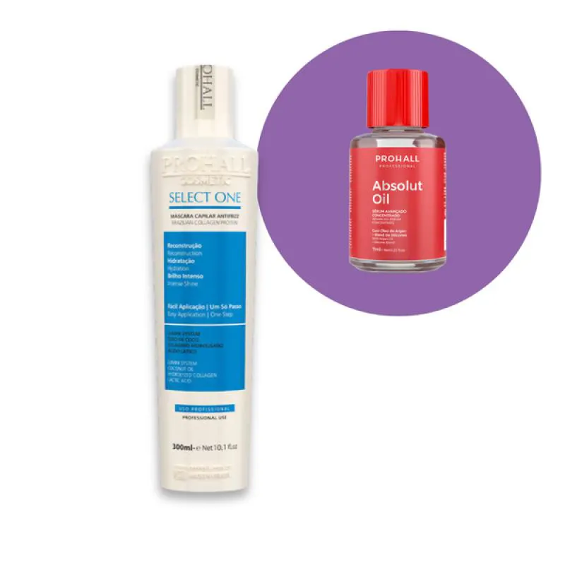 PROHALL SELECT ONE MáSCARA ANTIFRIZZ 300ML + ÓLEO REPARADOR 7ML