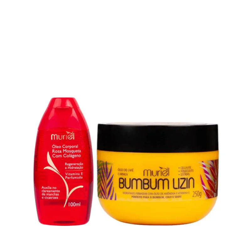 MURIEL ÓLEO ROSA MOSQUETA COM COLáGENO 100ML + BUMBUM LISIN 250ML