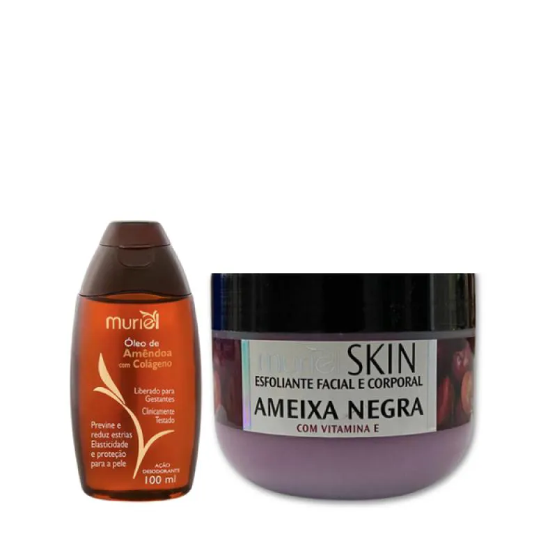 MURIEL ÓLEO AMêNDOAS COM COLáGENO 100ML + ESFOLIANTE AMEIXA NEGRA 250ML