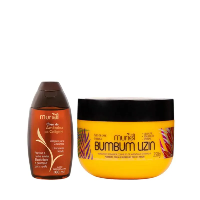 MURIEL ÓLEO AMêNDOAS COM COLáGENO 100ML + BUMBUM LISIN 250ML