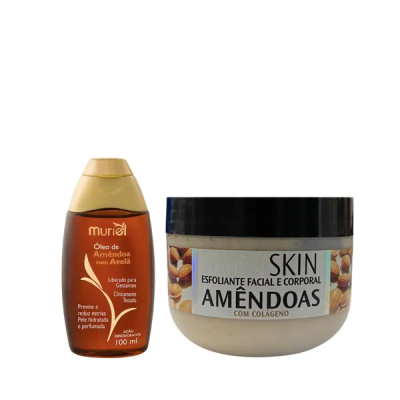 MURIEL ÓLEO AMêNDOAS COM AVELã 100ML + ESFOLIANTE AMêNDOAS 250ML