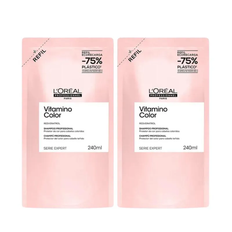 LOREAL VITAMINO COLOR SHAMPOO REFIL 240ML - 2 UNIDADES