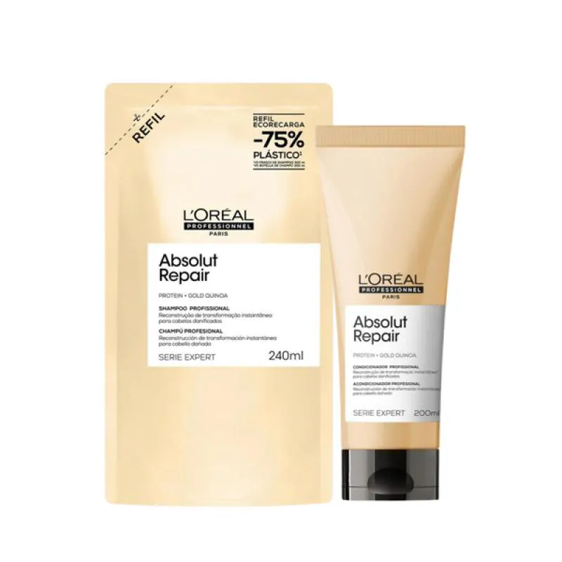 LOREAL ABSOLUT REPAIR SHAMPOO REFIL 240ML + CONDICIONADOR 200ML