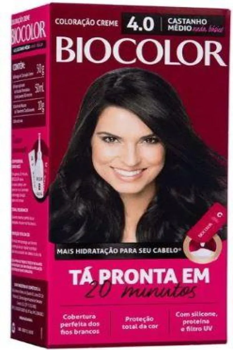 TINTA DE CABELO BIOCOLOR MINI KIT CASTANHO MéDIO NADA BáSICO 4.0
