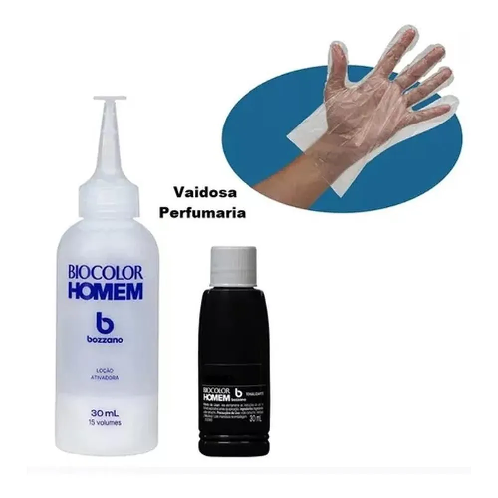 KIT COM 4 TONALIZANTES DE CABELO MASCULINO BIOCOLOR HOMEM BOZZANO CASTANHO ESCURO