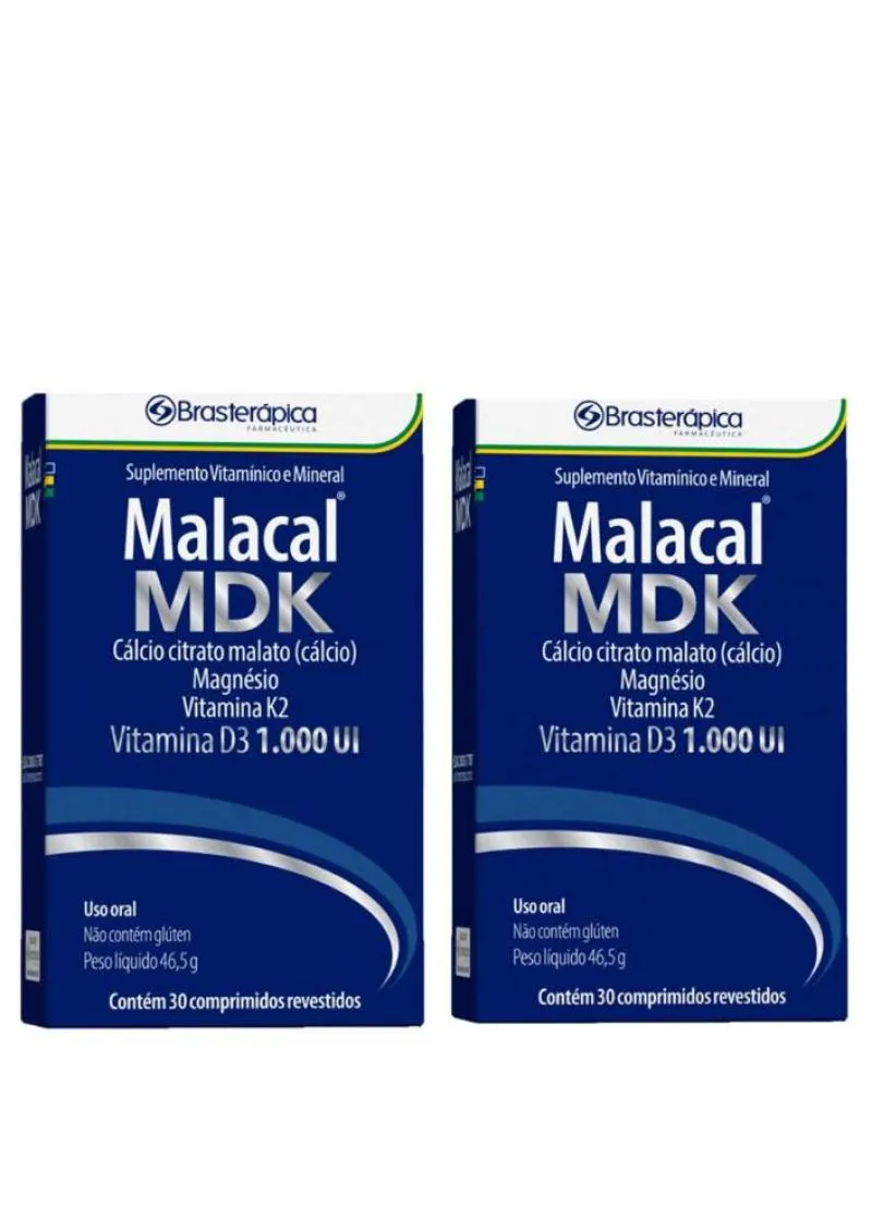 KIT 2 MALACAL MDK REVESTIDOS 30 COMPRIMIDOS BRASTERAPICA