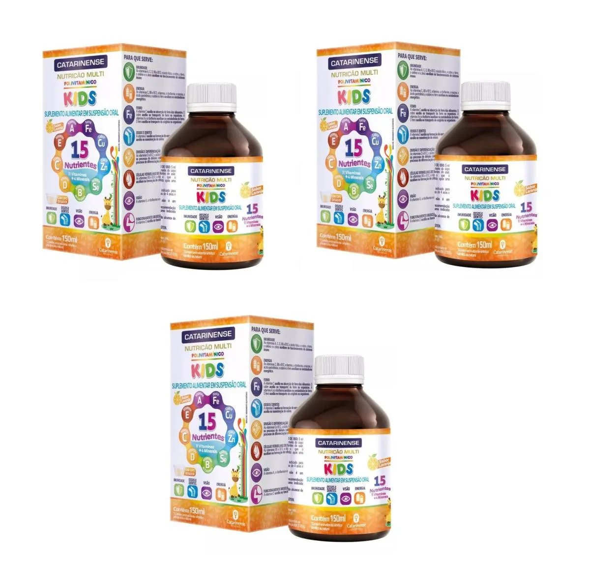 KIT 3 SUPLEMENTO CATARINENSE POLIVITAMíNICO KIDS 150ML