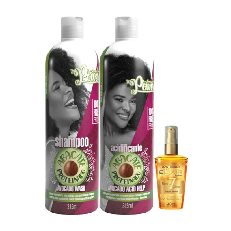 Soul Power Abacate Shampoo + Acidificante + Blend 7 Óleos