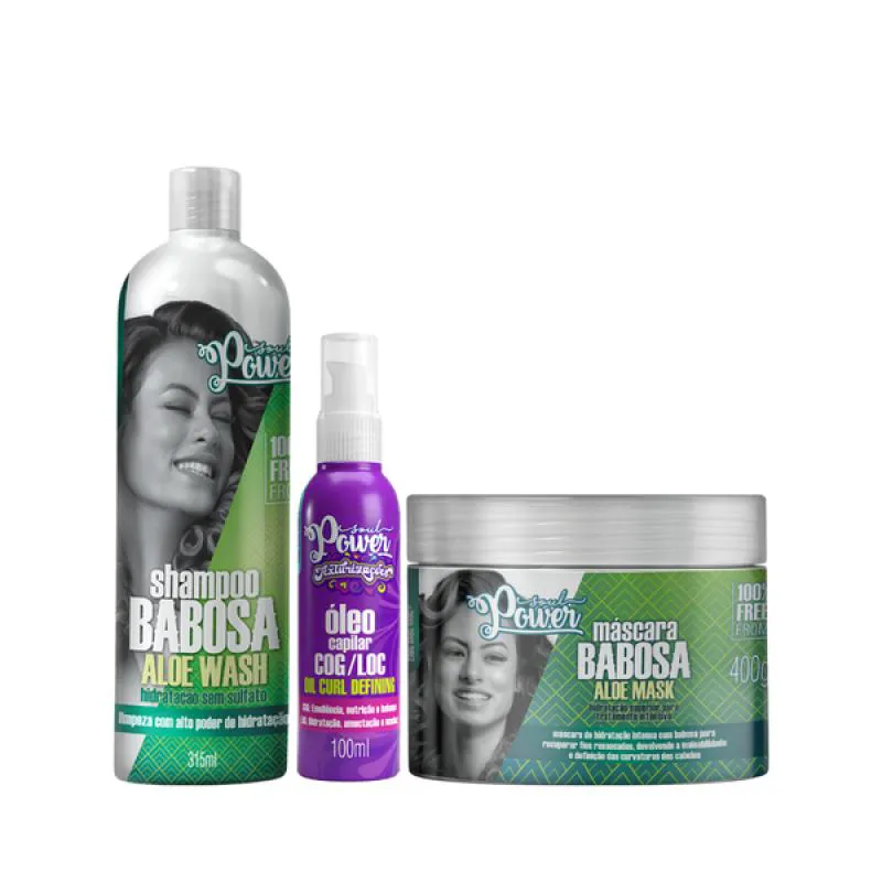 SOUL POWER BABOSA SH 315ML + MASC 400ML + TEXT ÓLEO 100ML