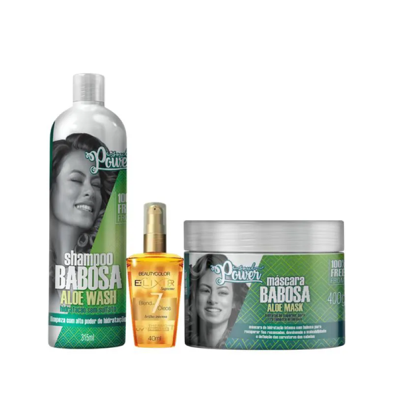 SOUL POWER BABOSA SH 315ML + MASC 400ML + BC ÓLEO 40ML