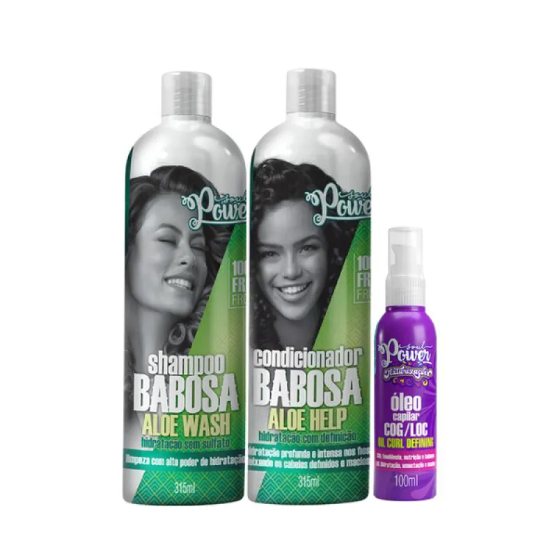SOUL POWER BABOSA SH 315ML + COND 315ML + TEXT ÓLEO 100ML