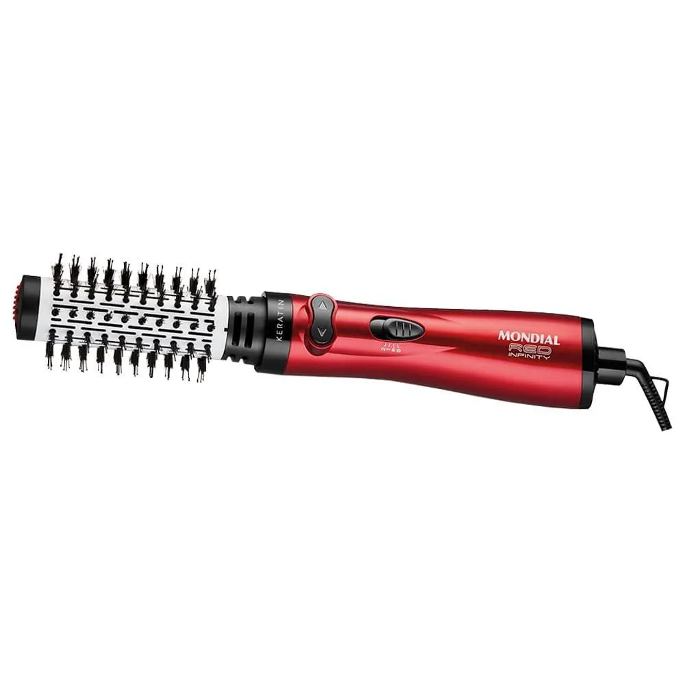 ESCOVA ROTATIVA MONDIAL ER-11 INFINITY KERATIN - 1000W, 3 EM 1, VERMELHO 110