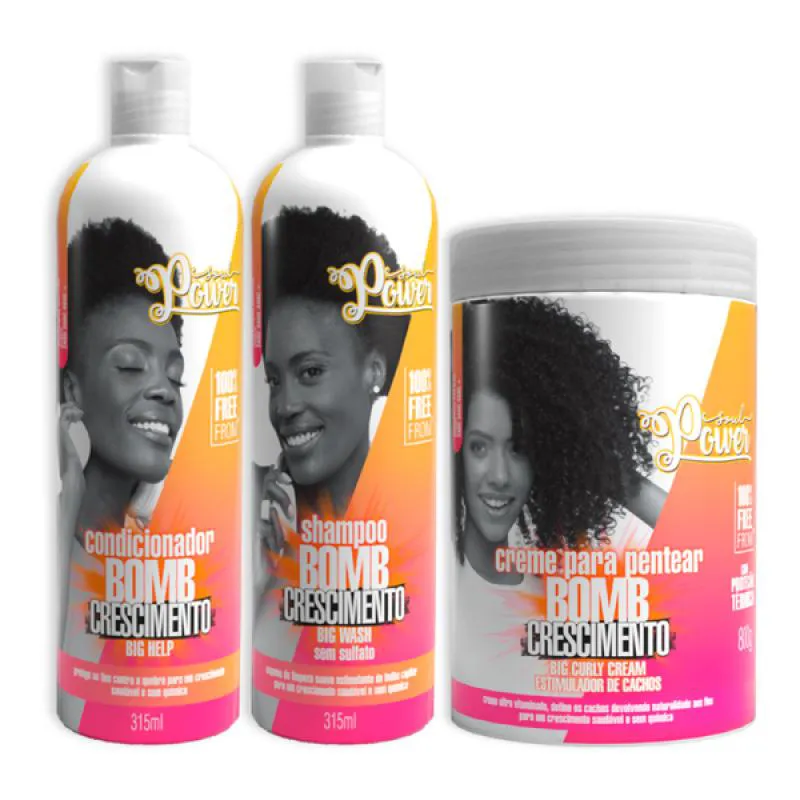 SOUL POWER BOMB CRESCIMENTO SHAMPOO + CONDICIONADOR + CREME PENTEAR 800ML