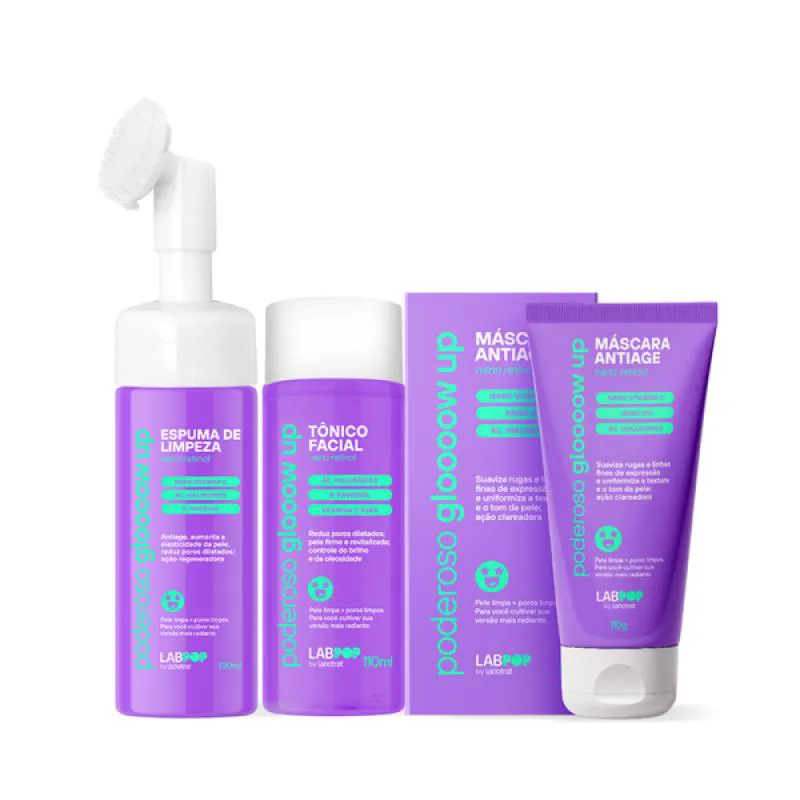 LABOTRAT LABPOP GLOW UP ESPUMA DE LIMPEZA + TôNICO + MASCARA ANTIAGE