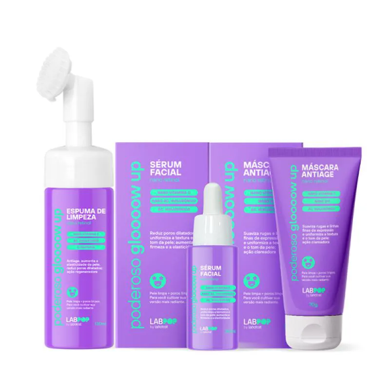 LABOTRAT LABPOP GLOW UP ESPUMA DE LIMPEZA + SéRUM + MASCARA ANTIAGE