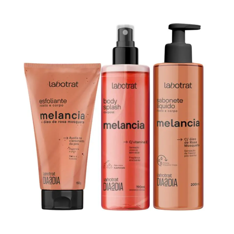 KIT DIA A DIA MELANCIA ESFOLIANTE 150ML + BODY SPLASH + SABONETE