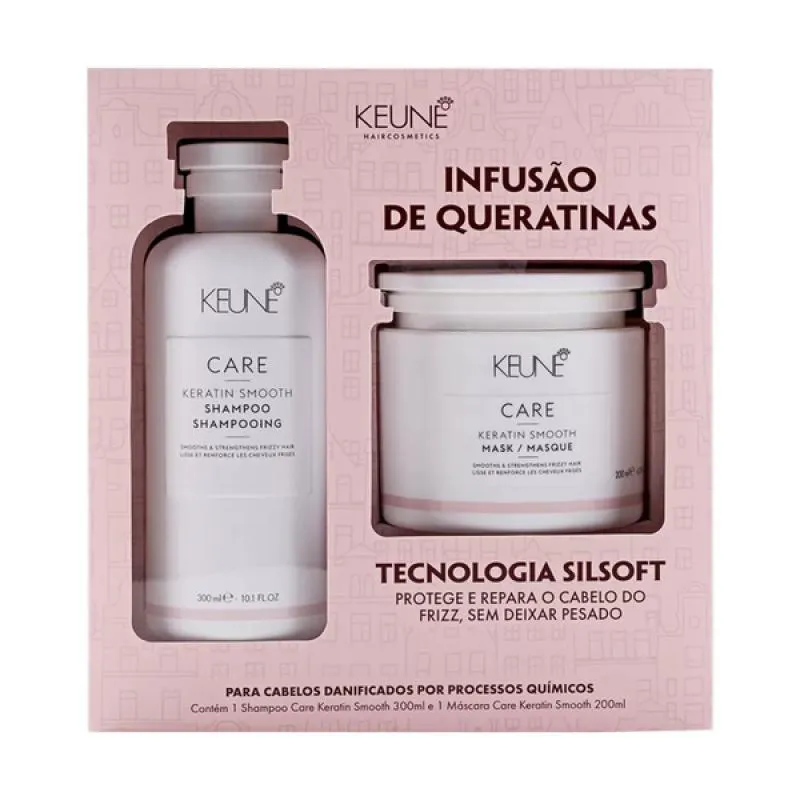 KEUNE KIT CAIXA KERATIN SMOOTH SHAMPOO + MASCARA