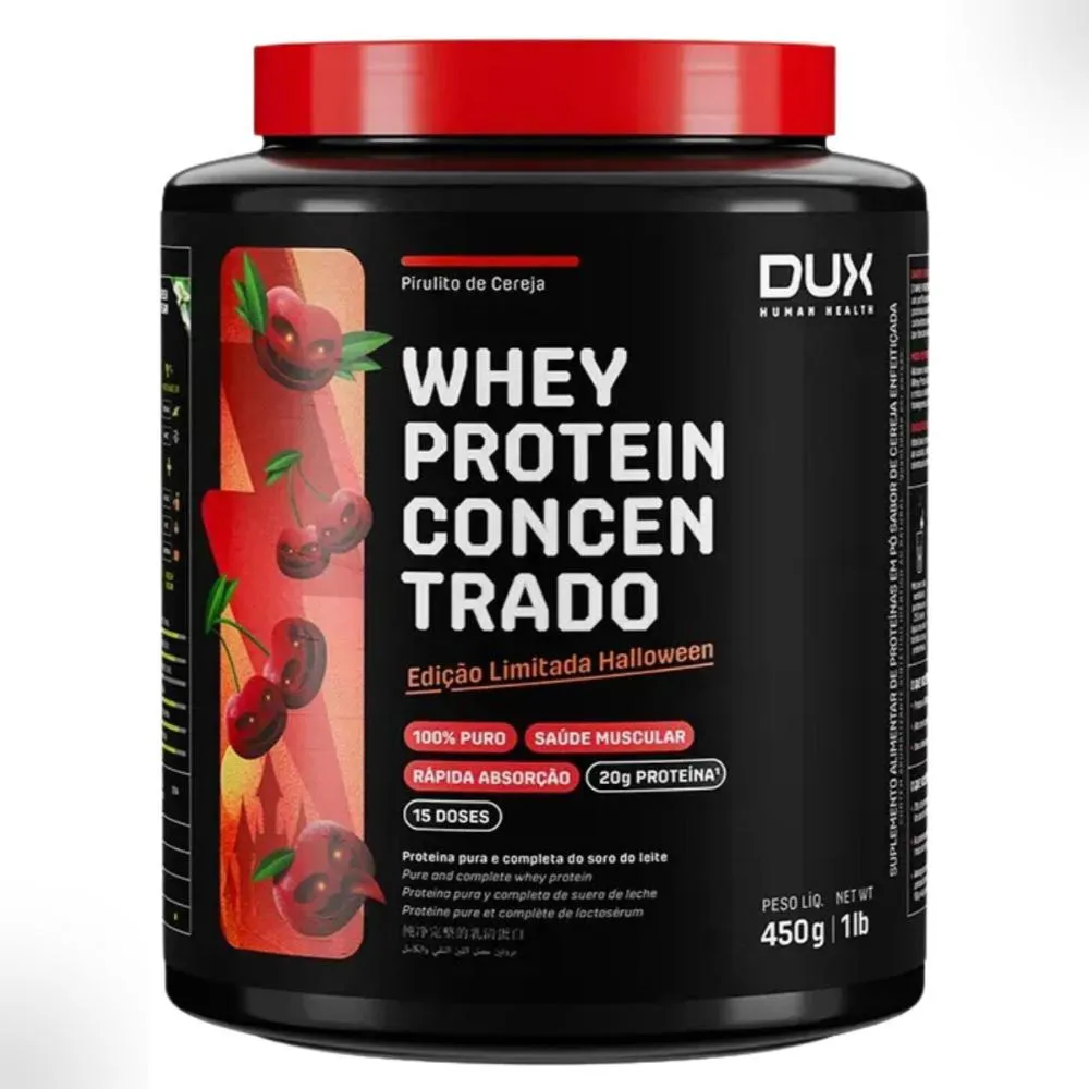 WHEY PROTEIN HALLOWEEN EDIçãO LIMITADA 450G DUX NUTRITION Pirulito DE Cereja