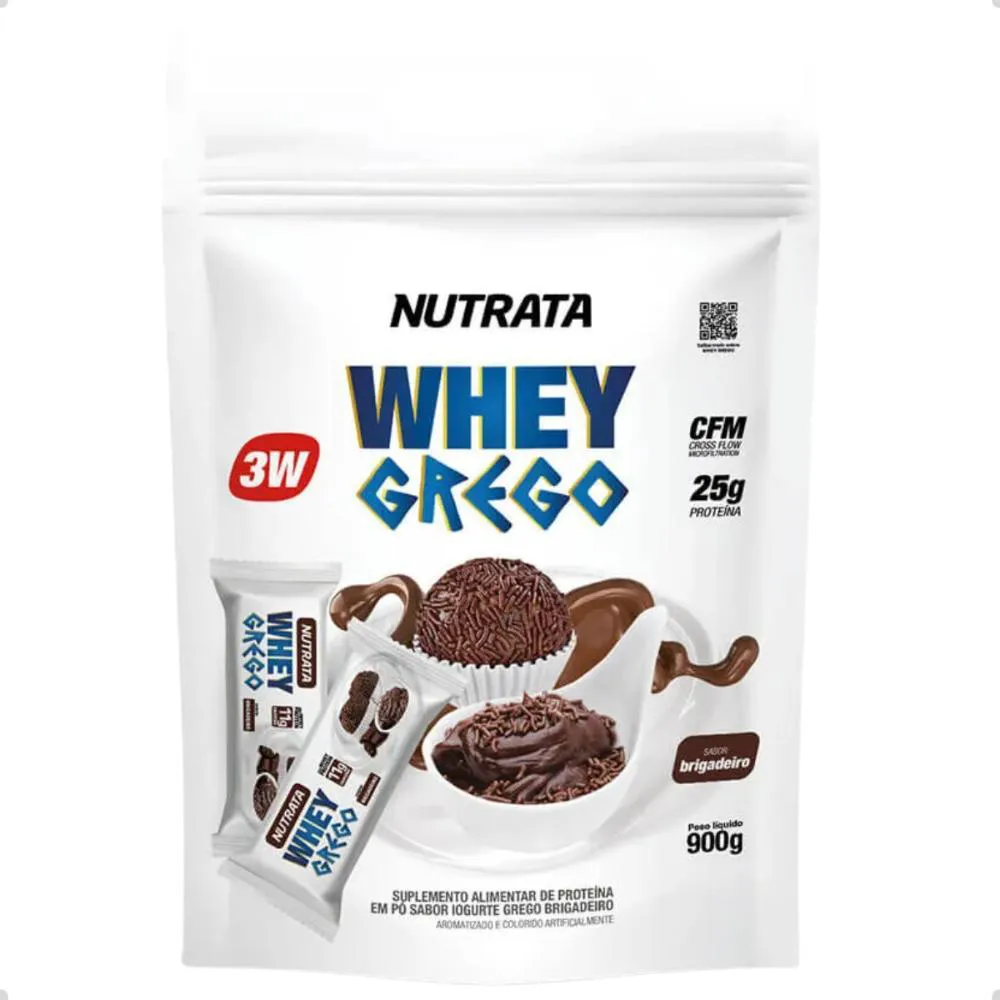 WHEY GREGO PROTEIN 3W 25G PROTEINA REFIL 900G NUTRATA Brigadeiro