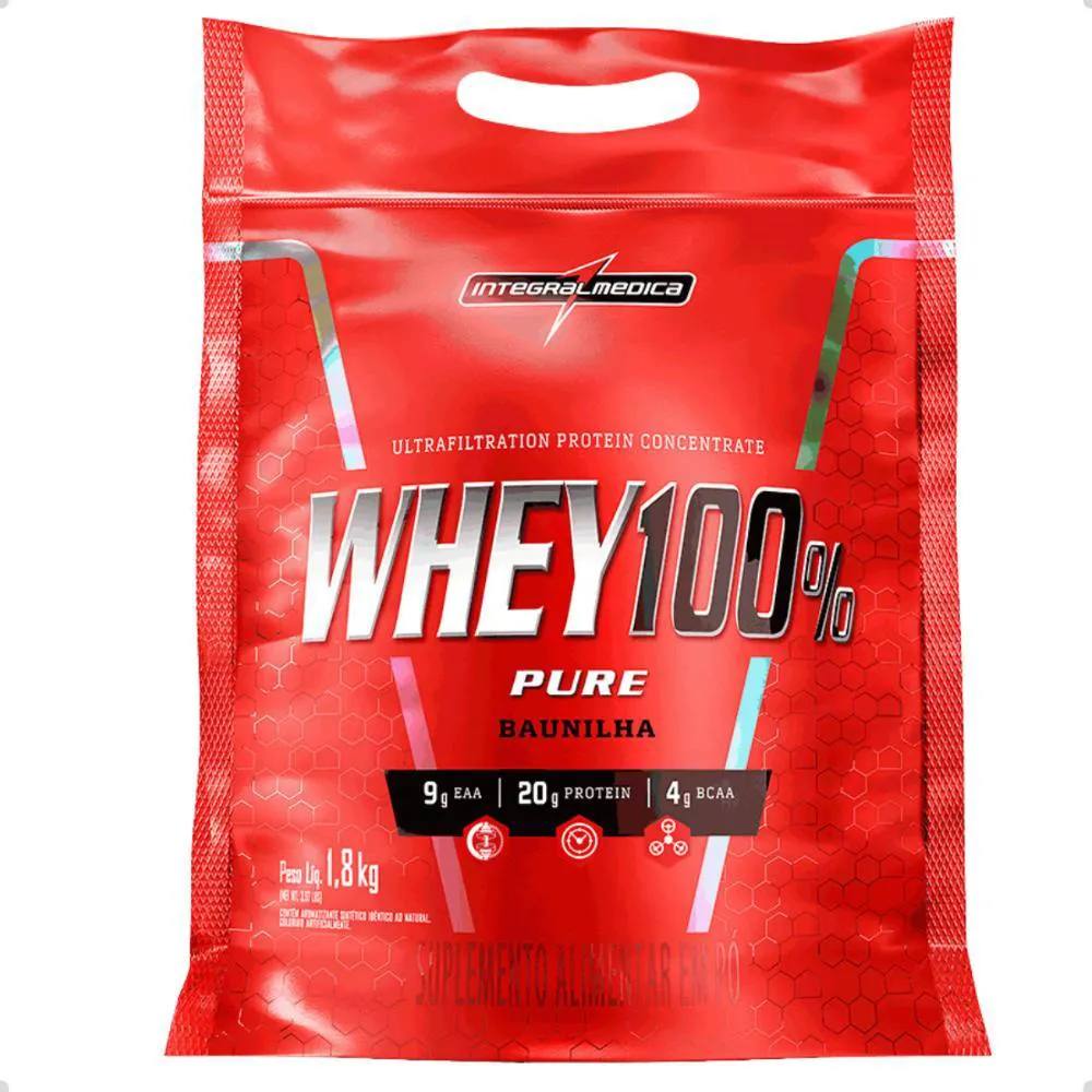 WHEY 100% PURE CONCENTRADO REFIL 1,8KG INTEGRALMEDICA Baunilha