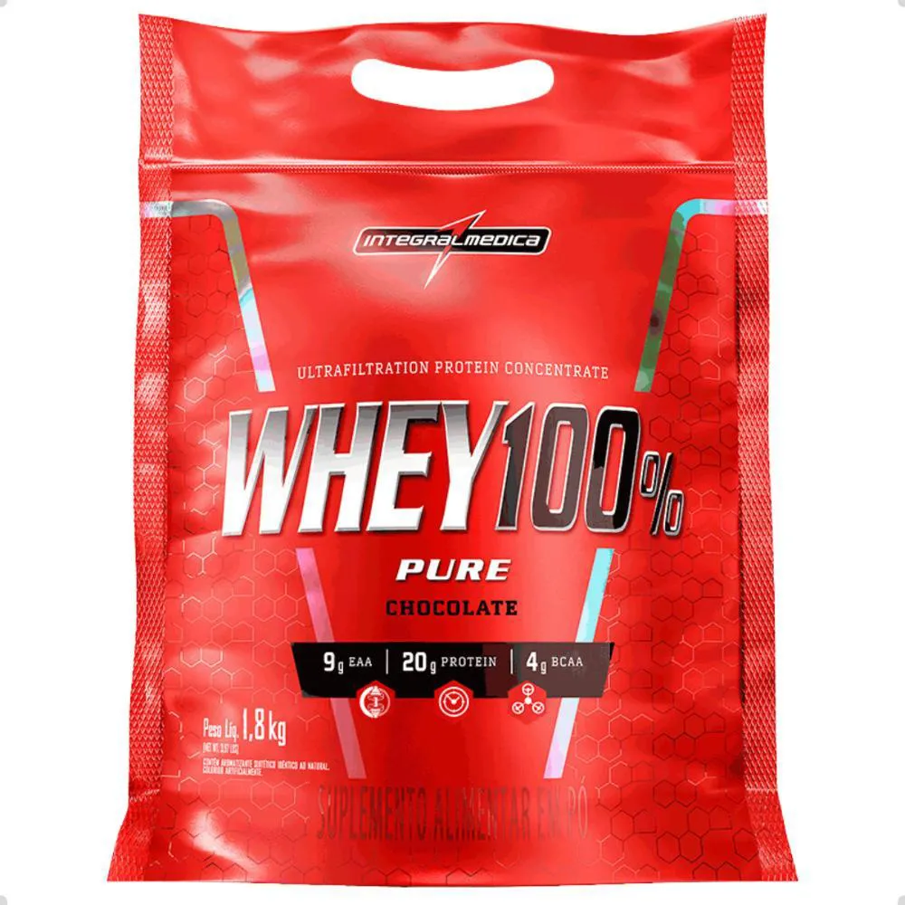 WHEY 100% PURE CONCENTRADO REFIL 1,8KG INTEGRALMEDICA Chocolate
