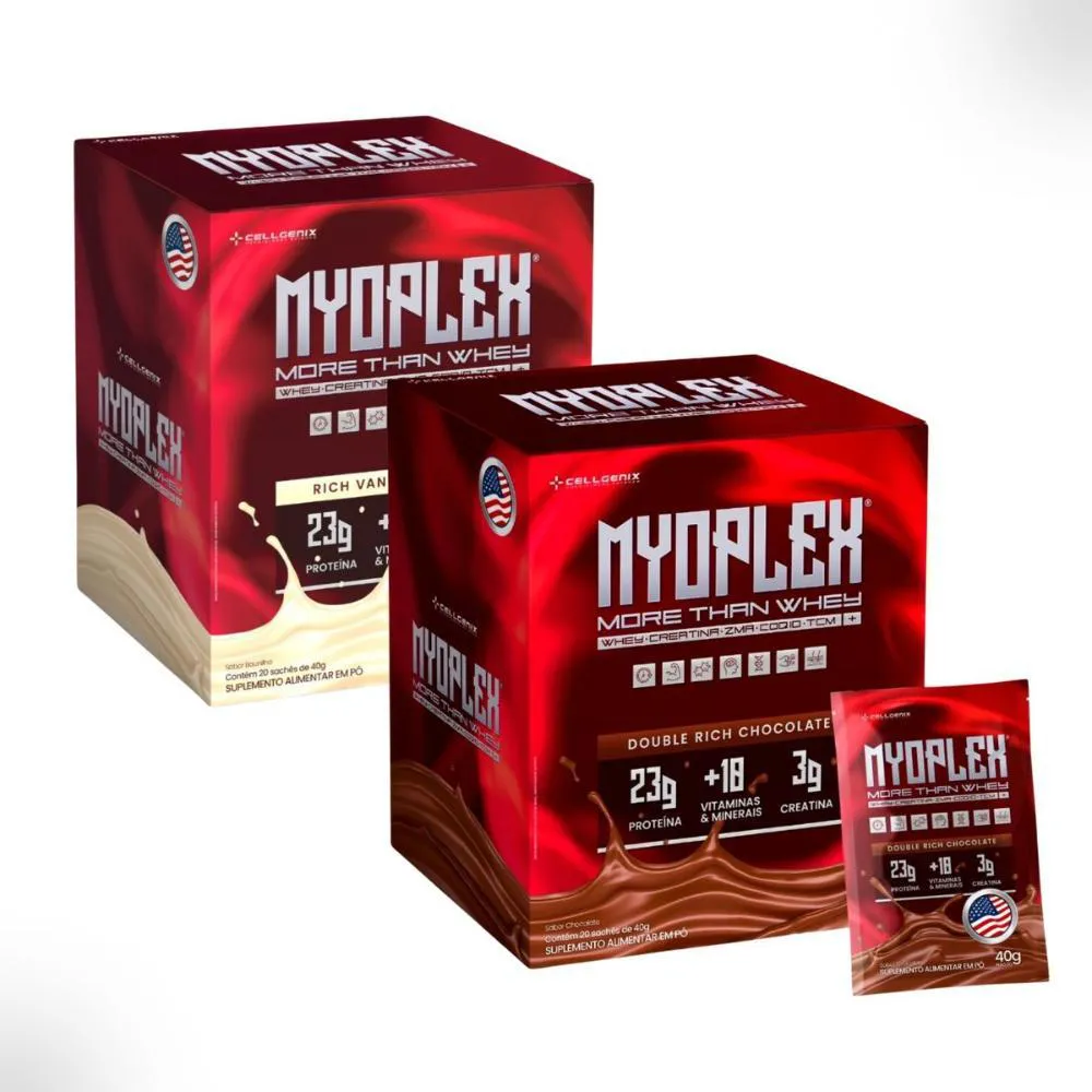 KIT 2X MYOPLEX PROTEIN 20 SACHêS DE 40G (800G) MYOPLEX Chocolate E Baunilha