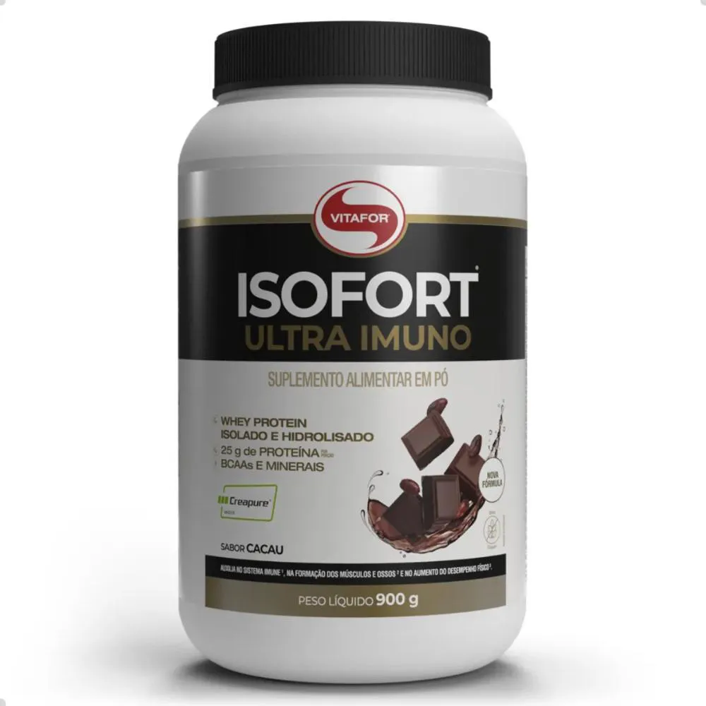 ISOFORT ULTRA IMUNO CREAPURE WHEY PROTEIN PREMIUM 900G VITAFOR Cacau
