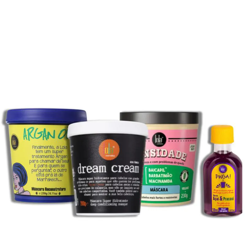 LOLA CRONOGRAMA CAPILAR ARGAN + DREAMCREAM + DENSIDADE + ÓLEO AçAí