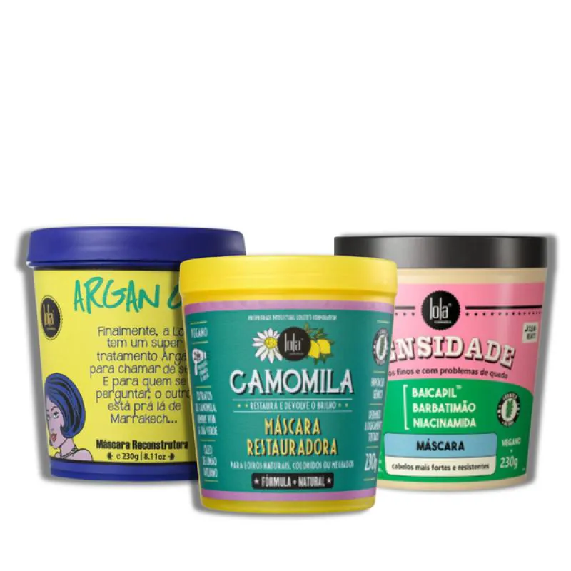 LOLA CRONOGRAMA CAPILAR MáSCARAS ARGAN OIL + CAMOMILA + DENSIDADE