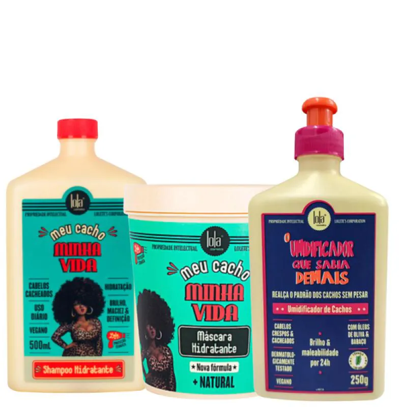 LOLA O UMIDIFICADOR QUE SABIA DEMAIS 250ML + MEU CACHO MINHA VIDA SH 500ML + MASC 450ML