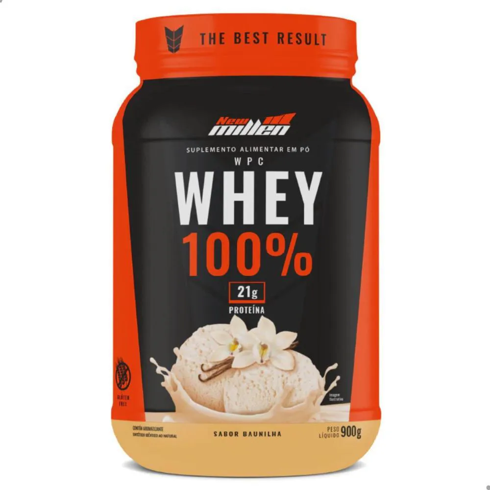 WHEY 100% 21G DE PROTEíNA 900G NEW MILLEN Baunilha