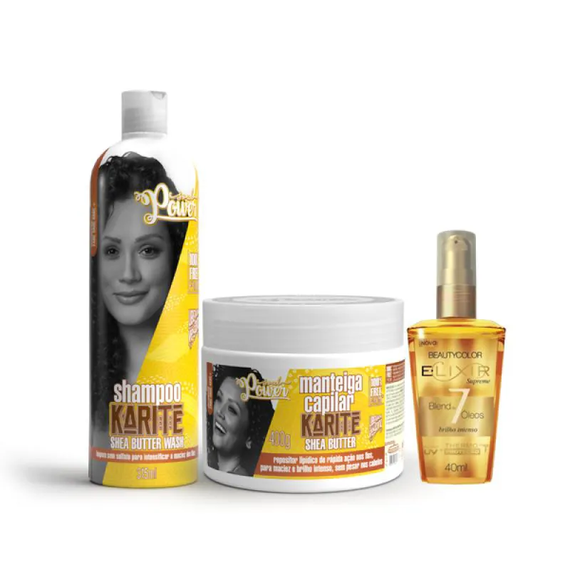 SOUL POWER KARITE SHEA SHAMPOO + MASCARA + ELIXIR ÓLEO