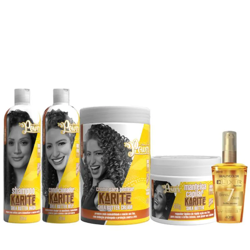 SOUL POWER KARITE SHEA KIT COMPLETO + CREME PENTEAR 800ML + ELIXIR ÓLEO