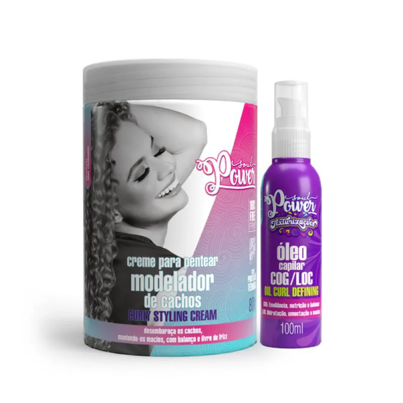 SOUL POWER CURLY STYLING CREME PENTEAR 800ML + TEXTURIZAçõES ÓLEO