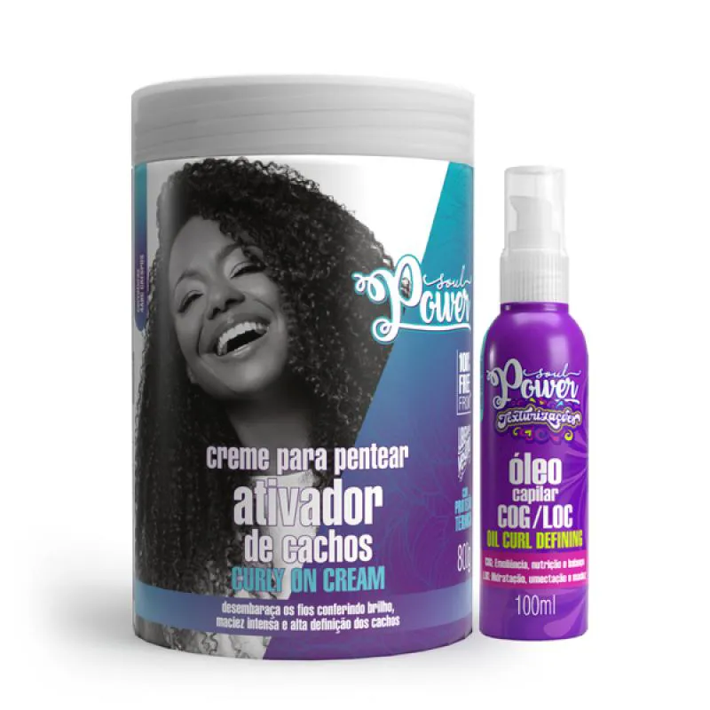 SOUL POWER CURLY ON CREME PENTEAR 800ML + TEXTURIZAçõES ÓLEO