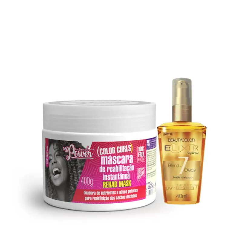 SOUL POWER COLOR CURLS MáSCARA + ELIXIR ÓLEO