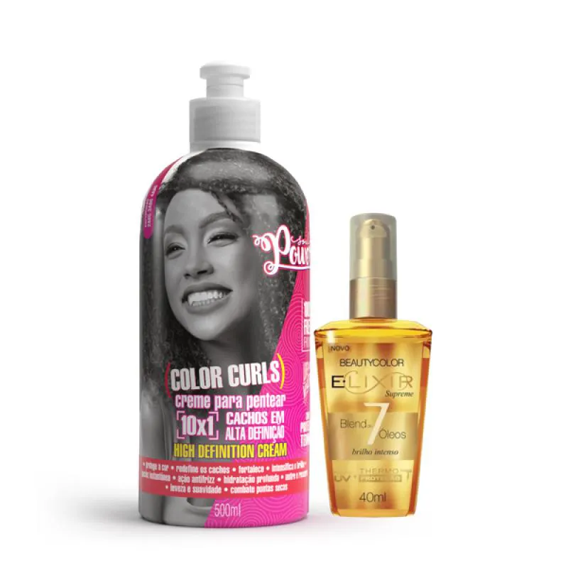 Soul Power Color Curls Creme P/ Pentear 500Ml + Elixir Óleo