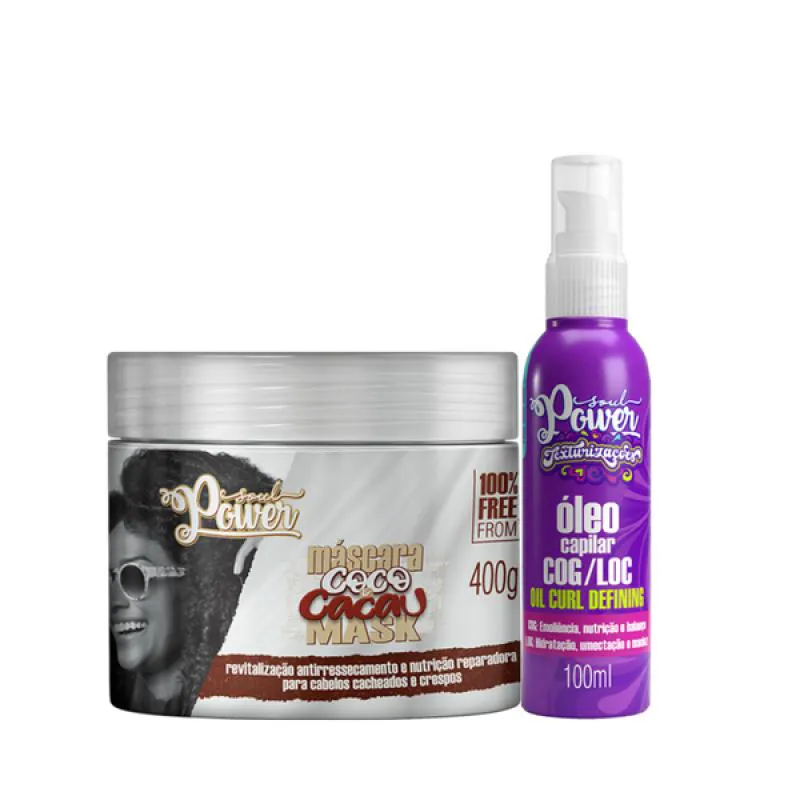 SOUL POWER COCO E CACAU MáSCARA 400ML + TEXTURIZAçõES ÓLEO 100ML
