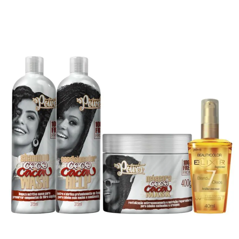 SOUL POWER COCO E CACAU COMPLETO + ELIXIR ÓLEO