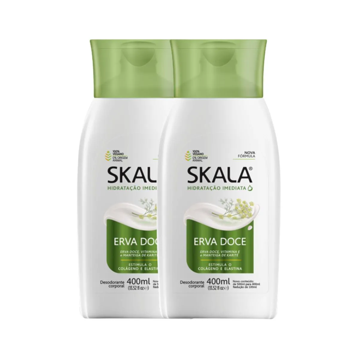 KIT 2 LOçãO CREME HIDRATANTE CORPORAL ERVA DOCE VEGANO SKALA