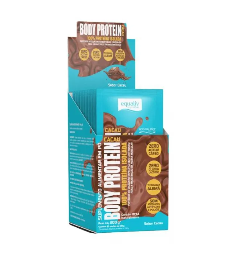 BODY PROTEIN CACAU EQUALIV (10 SACHêS DE 20G)