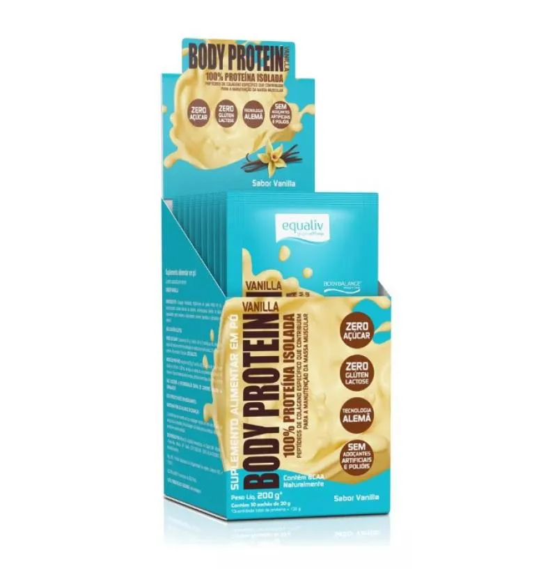 BODY PROTEIN 100% ISOLADO 10 SACHêS 20G EQUALIV BAUNILHA